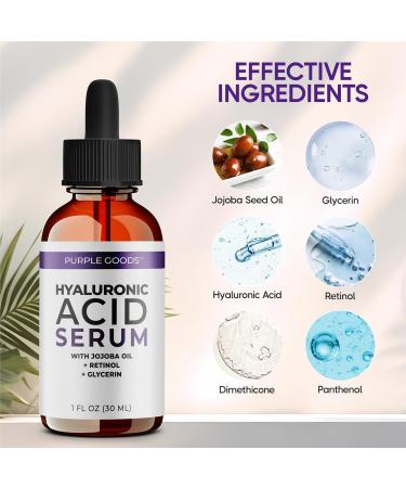Buy Hyaluronic Acid Serum for Face - Anti-Aging Dark Spots & Fine Lines - Hydrating Serum with Jojoba Oil & Retinol - 1 fl oz - International Shipping - Buy Online on GoSupps.com