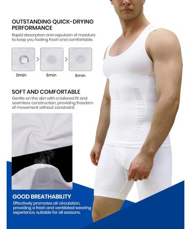 Meetyoo Compression Tank Top for Men - Sleek Muscle Shirt & Body Shaper for Gym & Bodybuilding - White Size L - Buy Online on GoSupps.com