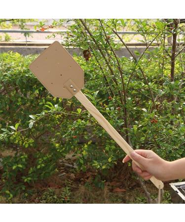 TAMOSH Yellow Wooden Stick Handle Mosquito Swatter Manual Fly Swatter PU Leather Mosquito Swatter - Buy Online on GoSupps.com