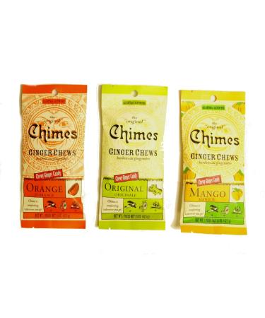 Chimes' Ginger Chews - Variety 3 Pack - Original, Mango, and Orange 1.5 Ounce (Pack of 3)