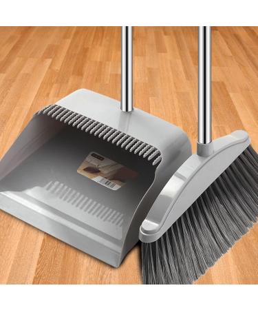 Broom and Dustpan Set for Home - Dust Pans with Long Handle | Outdoor Indoor for Home Kitchen Must Haves for Home Grey - Buy Online on GoSupps.com