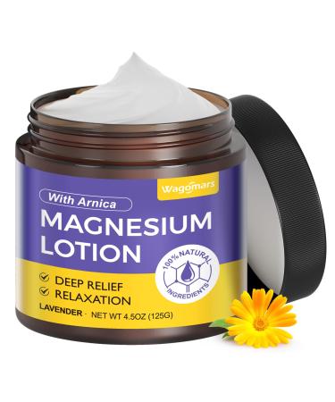 Wagomars Natural Magnesium Lotion for Sleep & Pain Relief - Soothing Topical Magnesium Cream with Arnica Shea Butter & Coconut Oil - Muscle Relaxation Calming & Hydrating - Safe for Kids