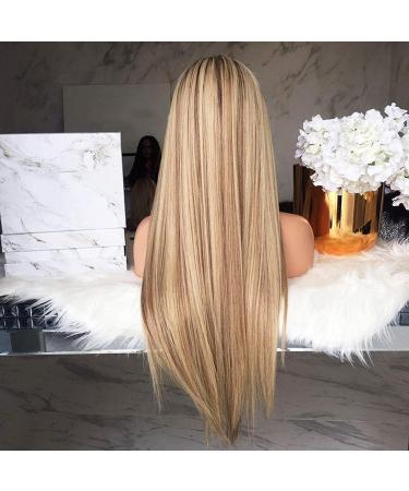 26-Inch Blonde Wig with Dark Roots - Stylish Synthetic Straight Wig for Women | Perfect for Cosplay & Everyday Wear - Buy Online on GoSupps.com