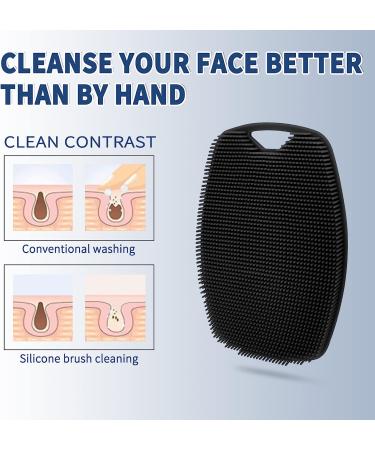 Men's Soft Silicone Body Scrubber | Exfoliating & Nourishing | Lather Boosting Bristles | No-Slip Handle | Easy to Clean | Black (1pc) - Buy Online on GoSupps.com