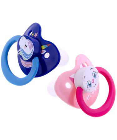 J&Or The Classic Original Adult Sized Pacifier Dummy 2 Units - Delighted Unikorn & Snuggly Cat