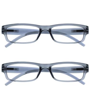 The Reading Glasses Company Grey Lightweight Comfortable Readers Value 2 Pack Designer Style Men Women UVR2PK032GR +3.00