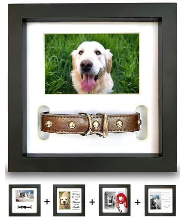 PAWCEPTIVE Dog Memorial Picture Frame with 5 Display Options- Dog Collar Memorial Frame Gift - Cat or Dog Pet Loss Gift for a Grieving Friend - Pet Remembrance Gift and Sympathy Photo Keepsake