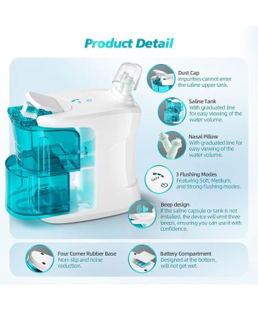 Buy Nasal Irrigation System - 3 Modes Electric Nose Cleaner & Sinus Rinse Kit with 18 Saline Capsules - International Shipping Available - Buy Online on GoSupps.com