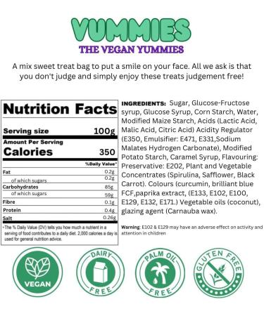Vummies Gluten Free Palm Oil Free Vegan Sweets Pouches Pre Packed Pick Fizzy Sour Fizz Free Chewy Fruit Gummies Candy (Gluten Free Mix 500g) - Buy Online on GoSupps.com