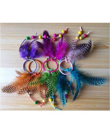 Set of 4 Handmade Boho Elastics Feather Hair Rope Ponytail Holders Hippie Hair Band Headbands Head Wrap Gypsy Hair Tie for Girl Women (Colour Random) - Buy Online on GoSupps.com