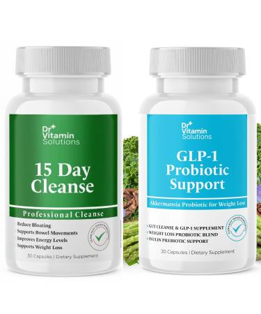 DR VITAMIN SOLUTIONS 15 Day Cleanse and GLP-1 Probiotic Support Gut Reset Duo