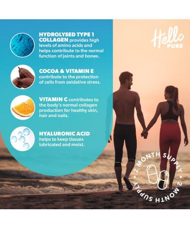 Marine Collagen Capsules 1855mg - Enriched with Hyaluronic Acid & Vitamins C & E - 120 Capsules - Promotes Healthy Skin, Immune System & Joints - Buy Online on GoSupps.com