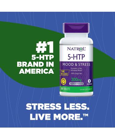 Natrol 5-HTP Time Release Tablets - Promotes Calm Mood & Serotonin Production - Drug-Free & Controlled Release - 200mg, 30 Count - Buy Online on GoSupps.com