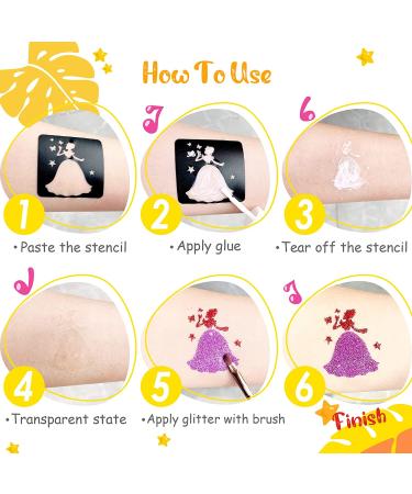 Eleanore's Diary Glitter Tattoo Kit- 31 Colors, 165 Stencils, 2 Glue, 4 Brushes- Perfect for Kids & Adults- Ideal for Summer, Birthdays & Back to School Parties - Buy Online on GoSupps.com
