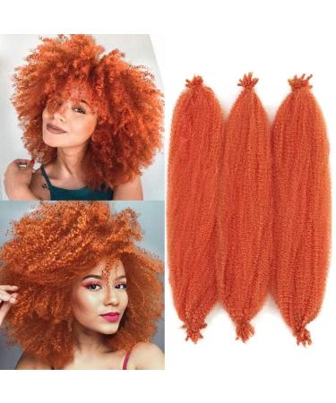 Marley Hair Orange Spring Twist Hair Marley Twist Braiding Hair Pre Separated Springy Afro Twist Hair Faux Locs Crochet Hair for Black Women (24 Inch MOrange 3 Pack) 24 Inch(3PCS) M/Orange