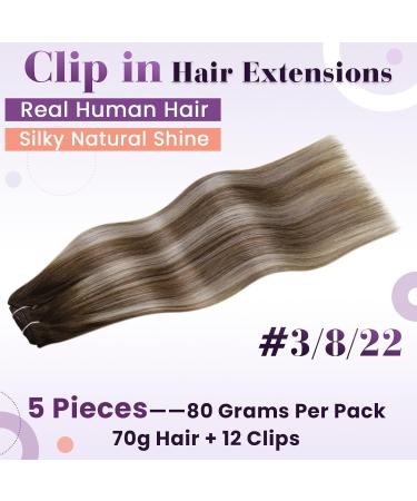 Shop Laavoo Ombre Clip-In Extensions - Real Remy Human Hair Brown Balayage 5 Pieces 70g 45cm - Dark Brown & Medium Brown Shades - Buy Online on GoSupps.com