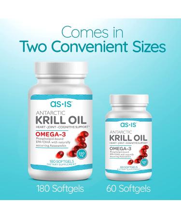 500mg Antarctic Krill Oil Softgels with Phospholipid Omega-3s EPA & DHA - High Astaxanthin - No Fishy Reflux - by as-is (60 Count) - Buy Online on GoSupps.com