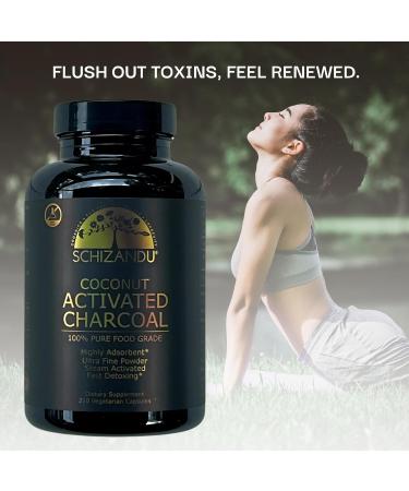 Schizandu Activated Coconut Charcoal Capsules- Supports Health - Vegan, Organic, Non-GMO, No Additives - X-Large Bottle 210 Count - Pack of 2 210 Count (Pack of 2) - Buy Online on GoSupps.com