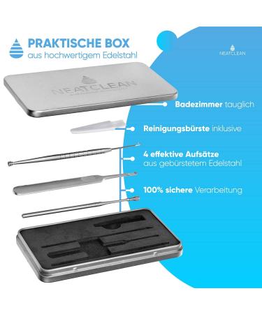 Neatclean 8-in-1 Ear Wax Removal Set - Stainless Steel Ear Cleaner with Premium Storage Box - Effective & Reusable Tools for Adults - Buy Online on GoSupps.com