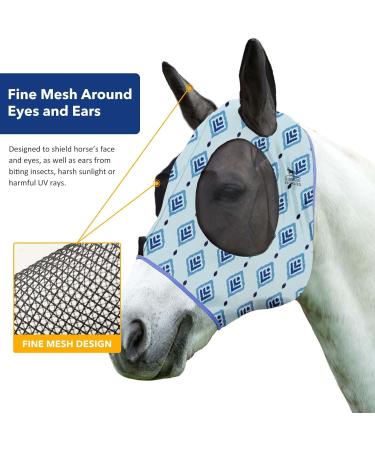 Harrison Howard Super Comfort Stretchy Fly Mask - UV Protection Breathable Large Eye Space Blue Diamond Gillet - Buy Online on GoSupps.com