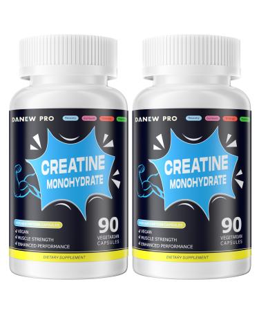 Creatine Monohydrate 2500mg Per Serving 180 Capsules - Gluten Free Non-GMO-2pack 90 Count (Pack of 2)