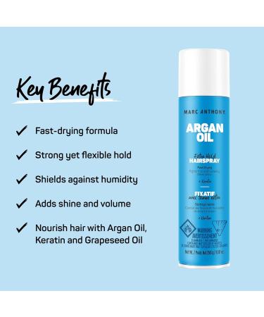 Marc Anthony Argan Oil Hairspray with Keratin Extra Hold - Volumizing Hair Spray Fights Frizz & Humidity - Nourishing Argan Oil of Morocco Texturizing & Hair Styling Spray - Sulfate & Paraben Free Hair Spray 8.8 - Buy Online on GoSupps.com