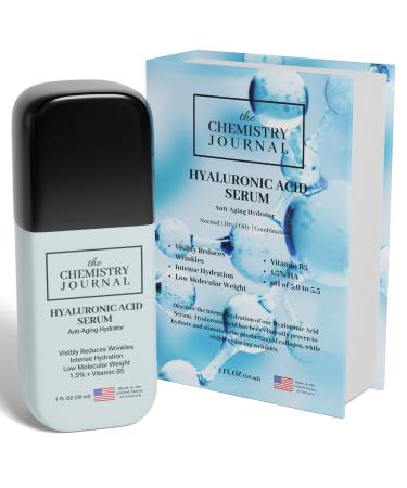 THE CHEMISTRY JOURNAL Hyaluronic Acid Serum for Face - Visibly Reduce Wrinkles Smooth & Plump Skin Vitamin B5 Low Molecular Weight Hydrating Anti-Aging Serum. Made in the United States of America.