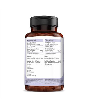 H&C Licorice Caplets 750mg - 150 Count | Glycyrrhiza Glabra for Digestive Health & Respiratory Support - Buy Online on GoSupps.com