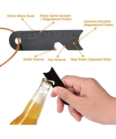 AUBEY Fire Starter Survival Kit with Wood Handle Flint and Steel - Emergency Fire Bellowing Tool with Wax Infused Tinder Rope - Multi-Tool Striker Included - Buy Online on GoSupps.com