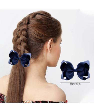 JUNRU Pair of Girls Navy Ribbon Style Bow Hair Beak Clips Slides - Buy Online on GoSupps.com