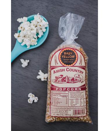 Amish Country Baby Yellow Popcorn Kernels - 1 lb Bag | Non-GMO, Gluten Free, Old Fashioned | 1 Pound (Pack of 1) - Buy Online on GoSupps.com