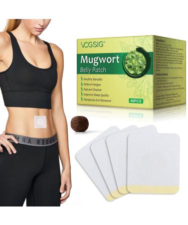 Mugwort Belly Sticker,40Pcs Natural Wormwood Essence Pills and 40Pcs Belly Sticker, Moxa Hot Moxibustion Navel Wormwood Sticker