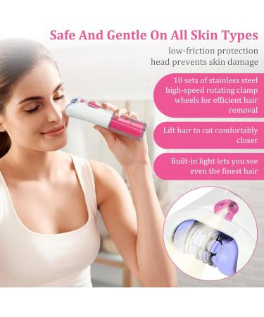 Facial Epilator Facial Epilator for Women Painless Smooth Glide Epilator Hair Removal Device for Women Painless Lady Shavers Epilator for Face Bikini Leg Arms Lips Chin Peach Fuzz - Buy Online on GoSupps.com