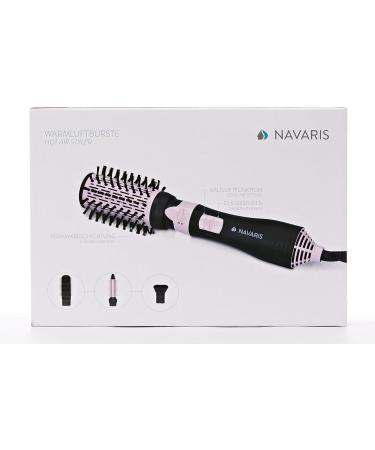Navaris Warm Air Brush with 4 Attachments - Volumizing Ceramic Curling & Smoothing Brush - Styling & Paddle Brush - Black & Metallic Pink for Perfect International Hair Styling - Buy Online on GoSupps.com