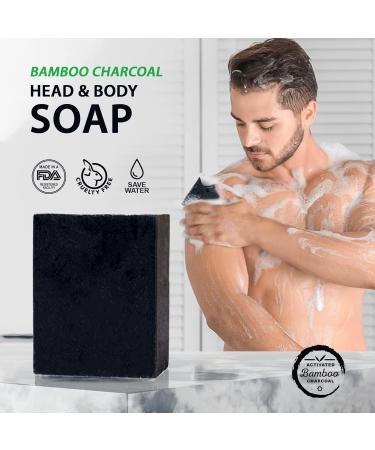 Bamboo Charcoal Body Soap | 7oz African Black Bar | Natural Skincare for All Skin Types - Eco-Friendly & Vegan - Buy Online on GoSupps.com