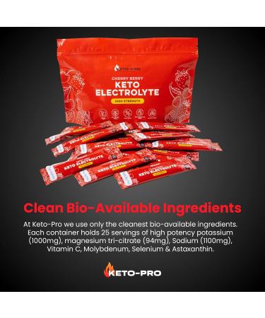Keto-Pro Keto Electrolytes 80g | Electrolyte Powder Sachets for Extra Convenience | Supporting Your Keto Fasting Health & Fitness Goals | Cherry Berry Flavour | 16 Pack - Buy Online on GoSupps.com