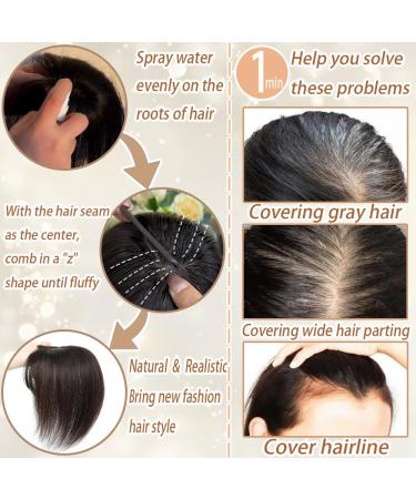 Amchoice Real Human Hair Toppers for Women - 360 3D Bangs Clip-in Wigs | Dark Brown Wispy Bangs (5x9) for Daily Use - Buy Online on GoSupps.com