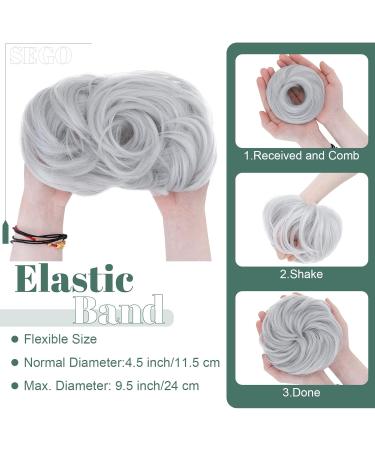 Buy Sego Hair Part with Rubber Band | Large Dutt Hair Tie & Extension for Women | Ponytail Braid Bun - 55g Sibergrau - Buy Online on GoSupps.com