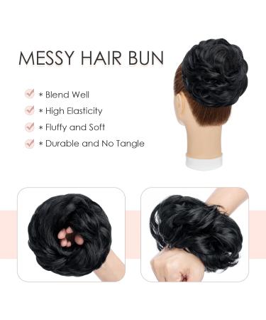 MY-LADY Messy Hair Bun Extension Scrunchie Updo - Wavy Curly Ponytail Chignon Hairpiece 55g Black L - Buy Online on GoSupps.com