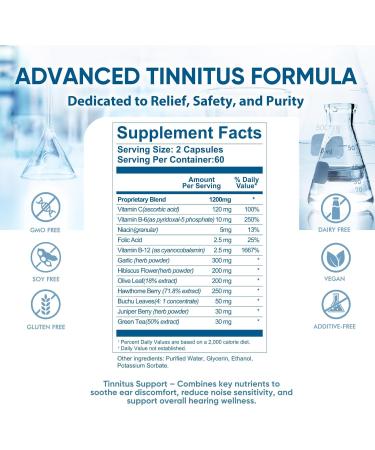 Tinnitus Relief for Ringing Ears - Supports Ear Health Reduces Ringing in Ears for Men & Women 120 Capsules 120 Count(Pack of 1) - Buy Online on GoSupps.com