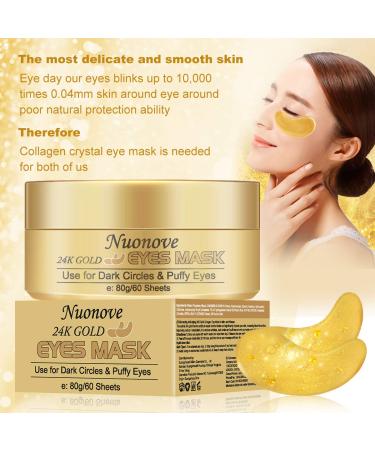 24k Gold Collagen Eye Masks - Hydra-Gel Pads for Dark Circles Anti-Aging Eye Treatment | 60 Sheets - Buy Online on GoSupps.com