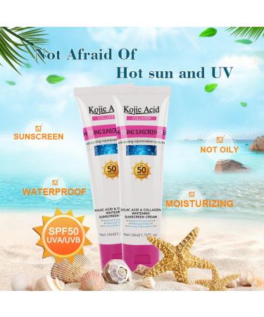 Cr me solaire SPF50 l'acide kojique et au collag ne - Protection solaire l g re sans huile - Pour les peaux sujettes l'acn - Cr me hydratante pour le visage et le corps - Non grasse - Non - Buy Online on GoSupps.com