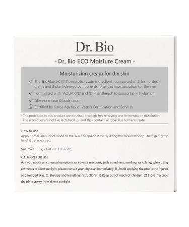 Dr. Bio Eco Moisture Cream 300g | Best Daily Moisturizer for Face & Body | Hydrating Dry Skin Cream with Shea Butter Ceramide & Rose Water | Premium Korean Skin Care Products - Buy Online on GoSupps.com