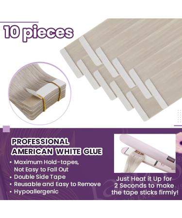 LAAVOO Tape Extensions - Platinum Blonde Real Hair 10pcs 35cm | Premium Remy Hair Tape Extensions #60 - Buy Online on GoSupps.com