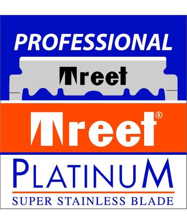 Treet Platinum Professional Super Stainless Steel Razor Blades - Pack of 100 for Smooth Shaving | Premium Quality Barber Supply - Buy Online on GoSupps.com