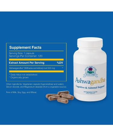 Ayush Herbs Ashwagandha Capsules - Stress & Cognitive Support - Adrenal Health - Energy Boost - 120 Vegetarian Capsules - Buy Online on GoSupps.com