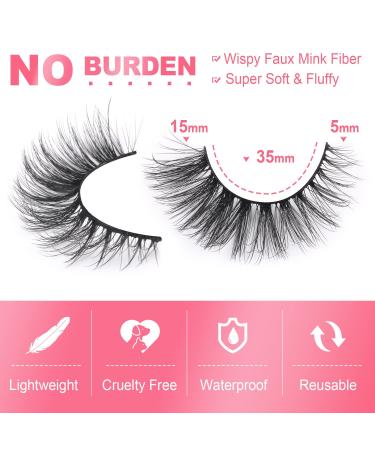 Delyneph 15mm Cat Eye False Eyelashes - Natural Wispy Fluffy Fake Lashes for Short Cat Eye Look - Faux Mink Wispies Strip Lashes Pack - Buy Online on GoSupps.com