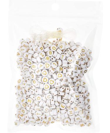500 Pcs Acrylic Alphabet Letter Beads for Name Bracelets - Gold on White | Jewelry Making Supplies - Buy Online on GoSupps.com