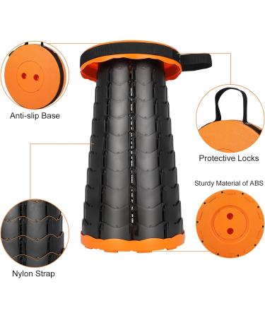 Portable Telescoping Stool: Lightweight Retractable Folding Seat | 600 lbs Capacity Chair for Camping, Fishing, Hiking - Orange (1 Pack) - Buy Online on GoSupps.com