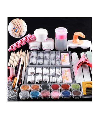 20 in 1 Acrylic Powder Shiny Glitter Nail Set Acrylic Liquid Nail Art Decoration Acrylic Brush Nail Art Tool Full Kit Professional DIY Gel Nail Kit